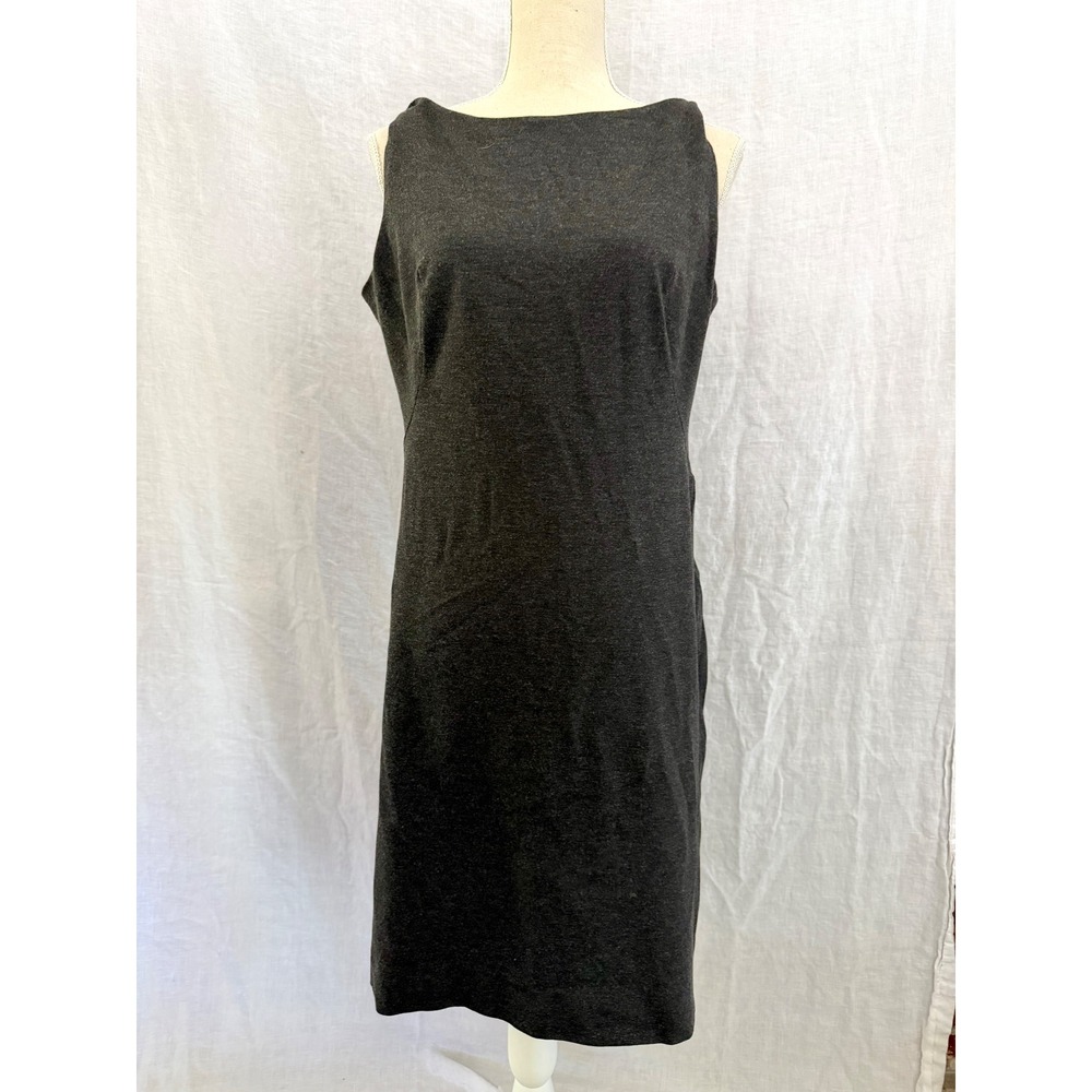 MM.LaFleur Sheath Dress Womens Charcoal Gray Sleeveless Boat Neck Ponte 14